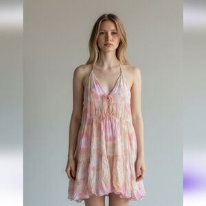 AMANDA BOND Pink and Cream Tie-Dye Mini Dress size M/L